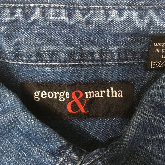 George & Martha Denim Button Down Shirt Mens XL Long Sleeve Heavyweight Pockets - Picture 8 of 8